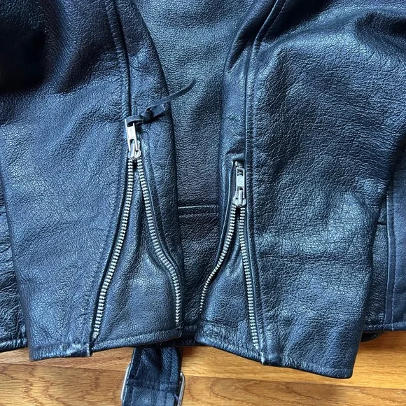 Wilsons Leather Black Biker Jacket - Picture 13 of 16
